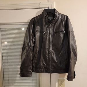 Michael Kors Perforated Faux Leather Moto Jacket Mens M Espresso Brown $225